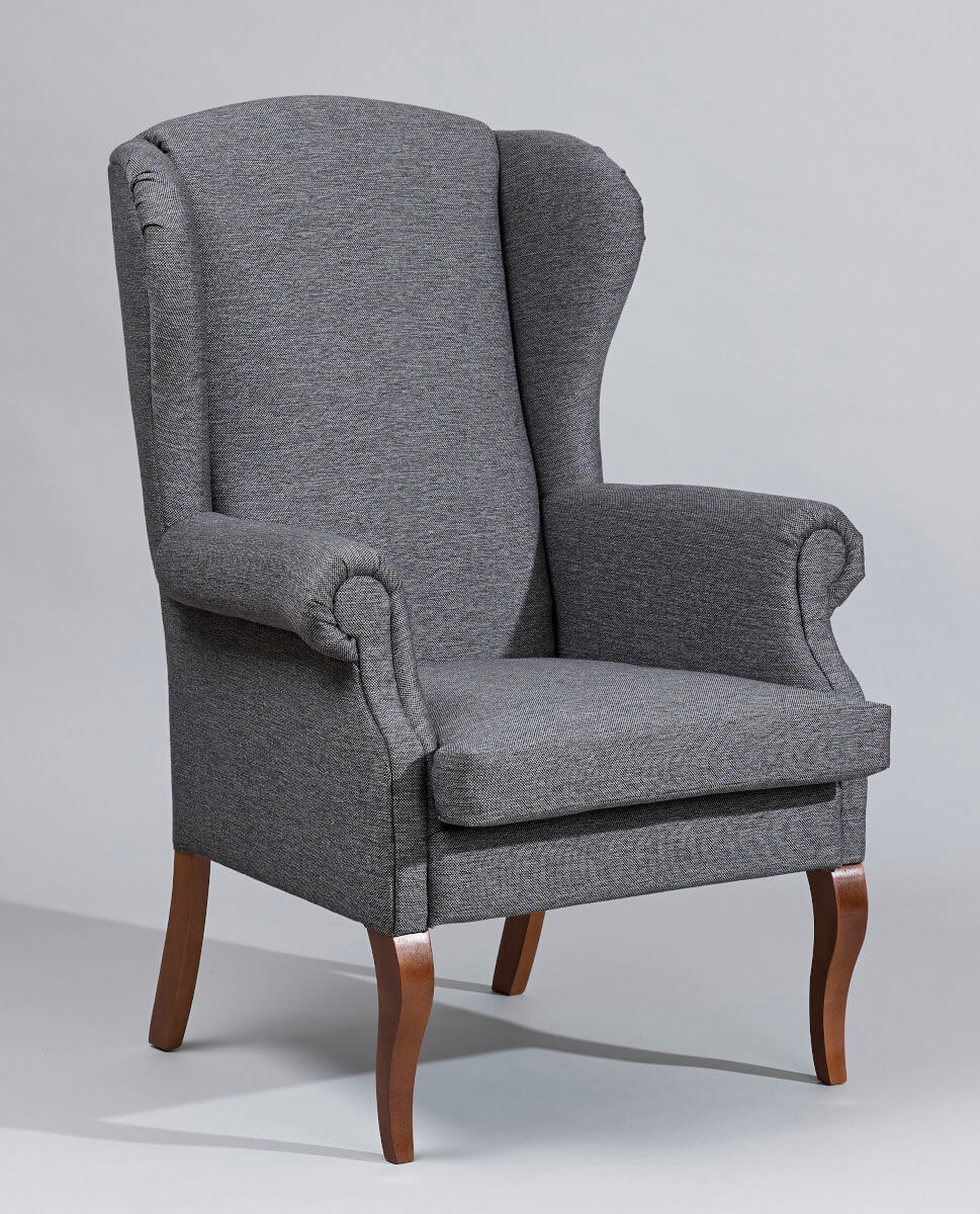 fotel Uszak kominkowy szary przód