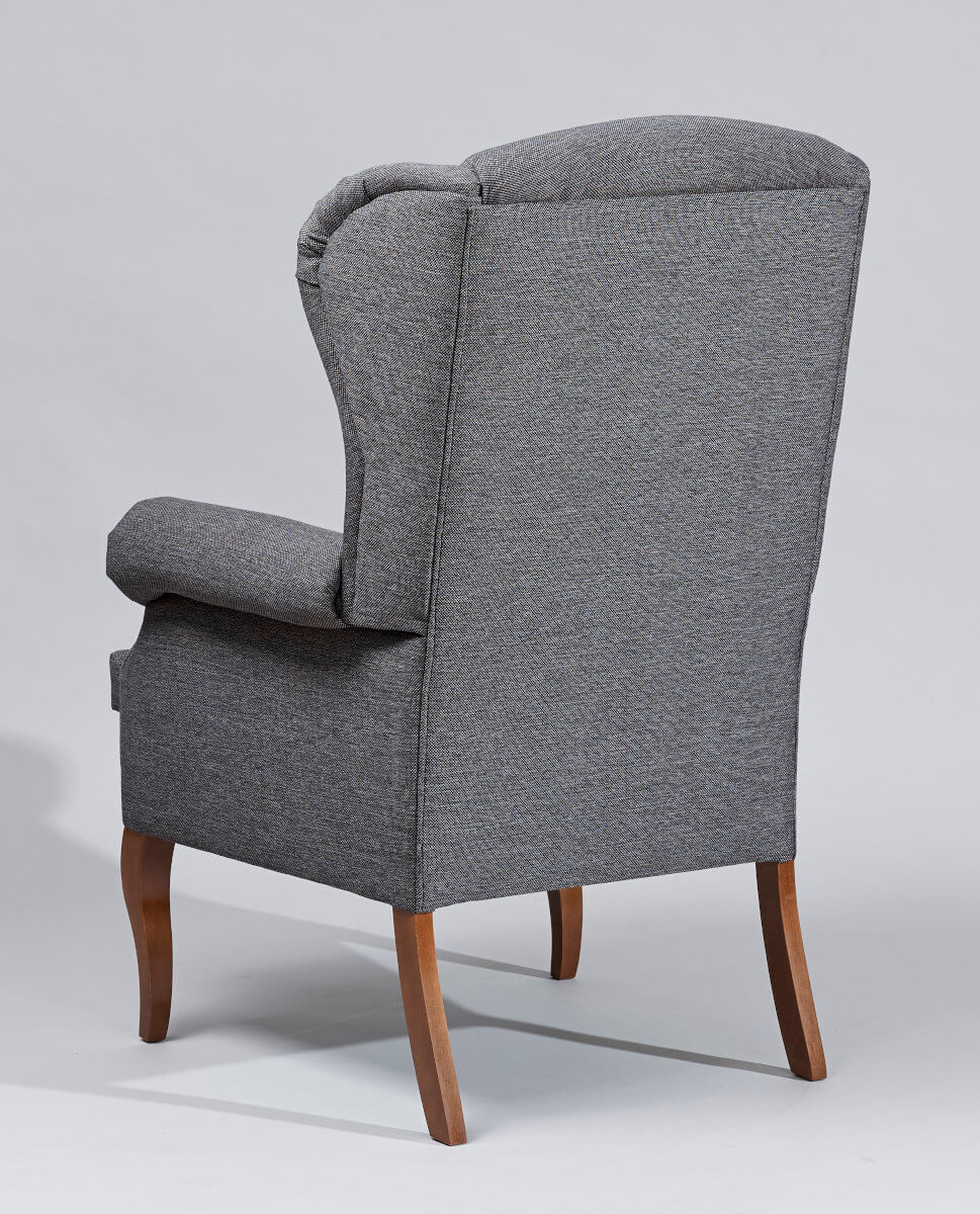 fotel Uszak kominkowy szary tył