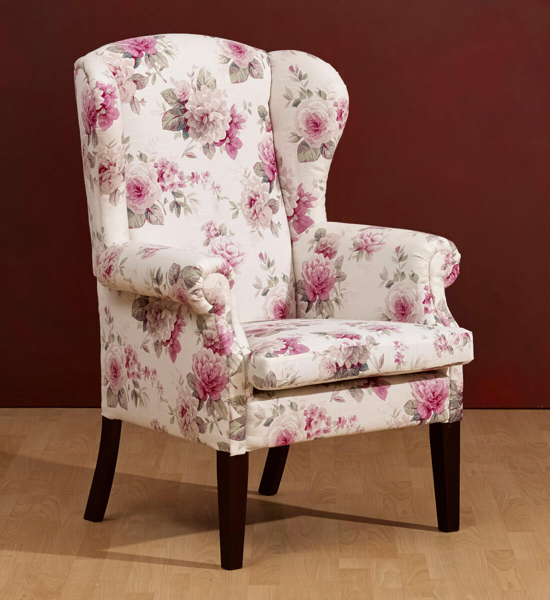 fotel Uszak kominkowy kwiaty