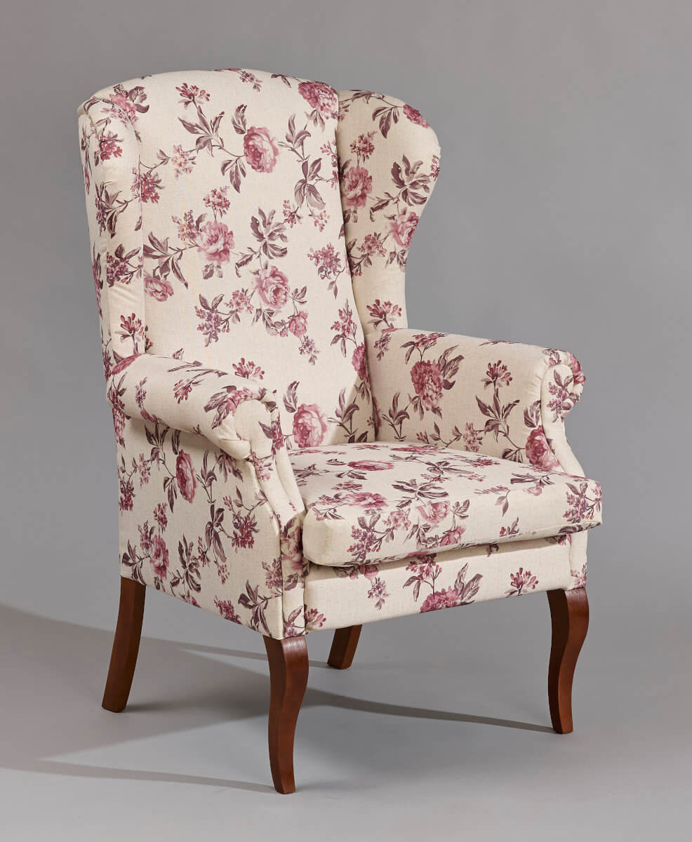 fotel Uszak kominkowy kwiaty