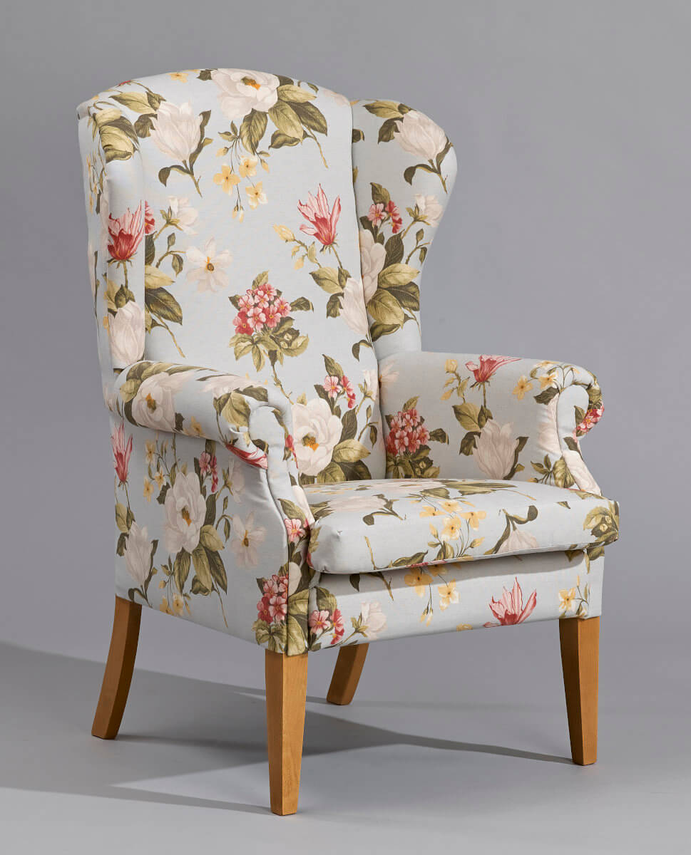 fotel Uszak kominkowy kwiaty