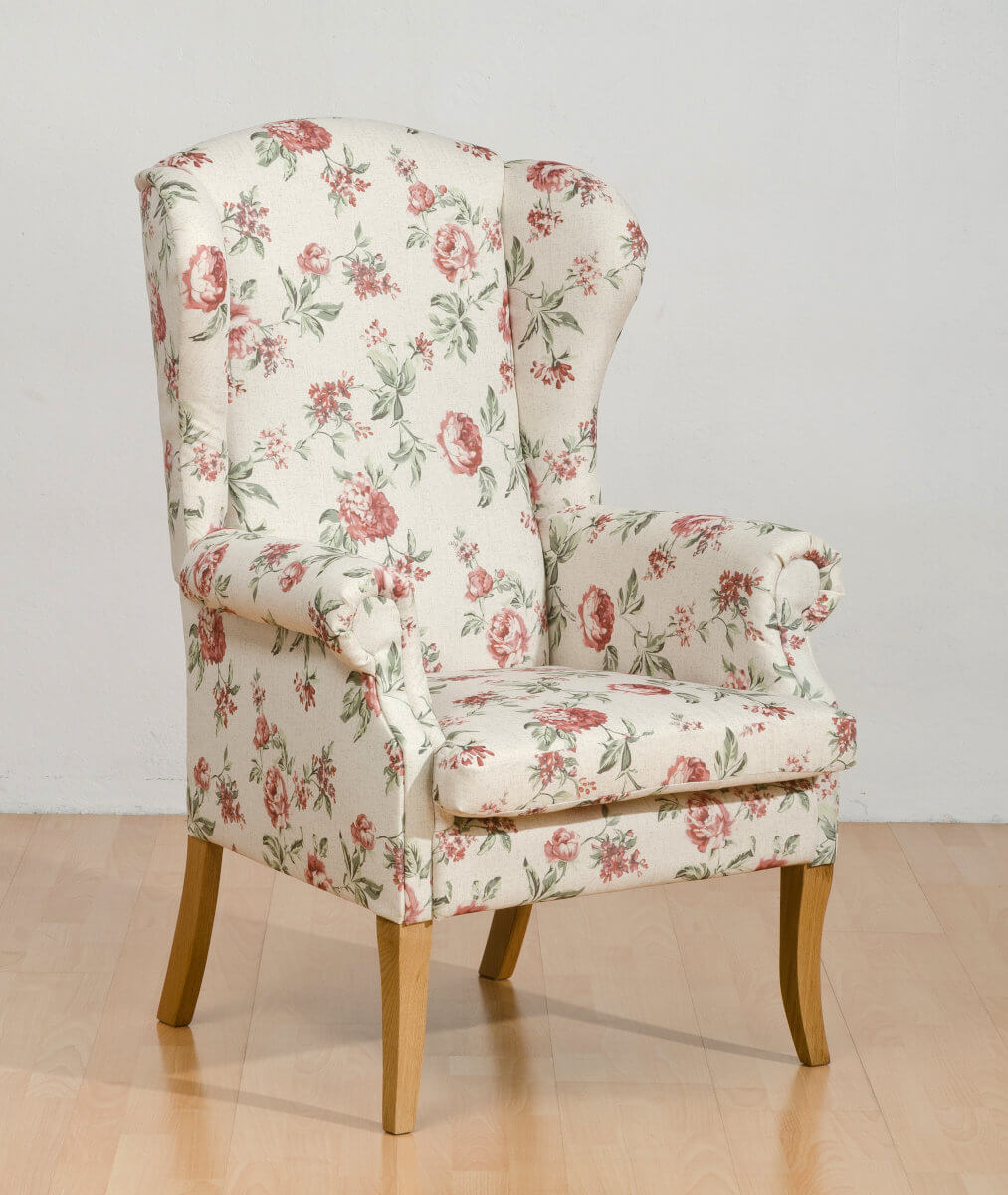 fotel Uszak kominkowy kwiaty