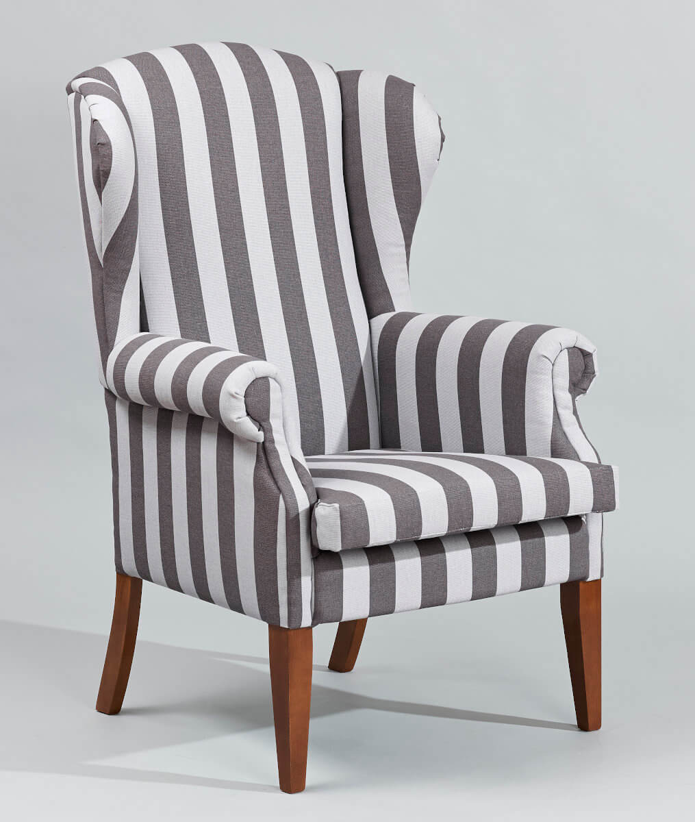 fotel Uszak kominkowy pasy